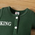 2pcs Baby Boy 95% Cotton Ribbed Letter Print Short-sleeve Romper & Shorts Set Green image 4