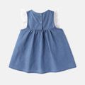 Baby Girl Lace Detail Bow Front Denim Tank Dress BLUE image 5
