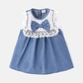 Baby Girl Lace Detail Bow Front Denim Tank Dress BLUE image 4