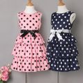 2pcs Kid Girl Polka dots Sleeveless Layered Dress & Belt Pink image 2