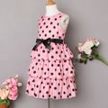 2pcs Kid Girl Polka dots Sleeveless Layered Dress & Belt Pink image 3