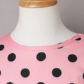 2pcs Kid Girl Polka dots Sleeveless Layered Dress & Belt Pink image 4