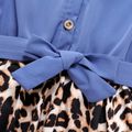 Kid Girl Leopard Panel Flutter-sleeve Belted Dress DENIMBLUE image 4