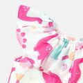 2pcs Baby Girl Dinosaur Print Flounce Sleeveless Tee and Bowknot Design Cotton Shorts Set Roseo image 4