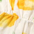 Toddler Girl 100% Cotton Fruit Print Pompom Design Flutter-sleeve Rompers Yellow image 5