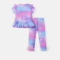 L.O.L. SURPRISE! 2pcs Toddler Girl Valentine's Day Naia Tie Dyed Tee and Bowknot Leggings Set bluishviolet image 5