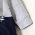 Baby Boy 95% Cotton Plaid Bow Tie Decor Long-sleeve Colorblock Jumpsuit Tibetanblue image 4