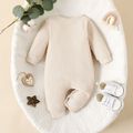 Baby Boy/Girl Rainbow Embroidered Apricot Waffle Long-sleeve Jumpsuit Apricot image 2