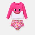 Baby Shark Toddler Girl/Boy 2pcs Long-sleeve Top and Shorts Swimsuit Dark Pink image 5