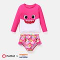 Baby Shark Toddler Girl/Boy 2pcs Long-sleeve Top and Shorts Swimsuit Dark Pink image 1
