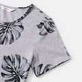 Mommy and Me 95% Cotton Short-sleeve Allover Palm Leaf Print Twist Knot Bodycon T-shirt Dresses SILVERGRAY image 4