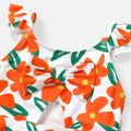 Baby Girl Allover Floral Print Ruffle Trim Bow Front Cut Out One-piece Swimsuit Orange image 4