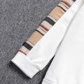 2pcs Kid Bpy Plaid Splice Sweatshirt and Elasticized Pants Set White image 4