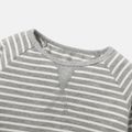 2pcs Baby/Toddler Stripe Raglan Sleeve Cotton Sweatshirt and Pants Set Flecked Grey image 3