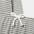 2pcs Baby/Toddler Stripe Raglan Sleeve Cotton Sweatshirt and Pants Set Flecked Grey image 4