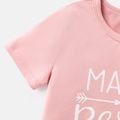 camiseta de algodão de manga curta com estampa de letra para criança/criança Rosa image 3