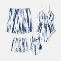 Family Matching Blue Tie Dye Knot Front Cut Out One-piece Swimsuit and Swim Trunks BLUE WHITE image 1