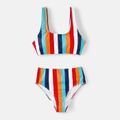 Family Matching Colorful Striped Two-Piece Top & Shorts Swimsuit Multi-color image 3