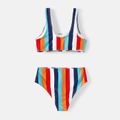 Family Matching Colorful Striped Two-Piece Top & Shorts Swimsuit Multi-color image 4