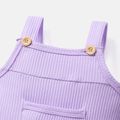 Baby Girl 100% Cotton Solid Color Ribbed Sleeveless Rompers Purple image 3