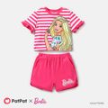 Barbie 2pcs Toddler/Kid Girl Naia Stripe Short-sleeve Tee and Cotton Shorts Set Roseo image 1