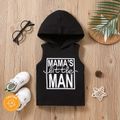 Baby Boy 95% Cotton Letter Print Hooded Tank Top Black image 1