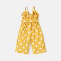 Baby Girl Allover Polka Dot Print Belted Cami Jumpsuit Yellow image 3