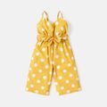 Baby Girl Allover Polka Dot Print Belted Cami Jumpsuit Yellow image 1