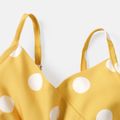 Baby Girl Allover Polka Dot Print Belted Cami Jumpsuit Yellow image 4