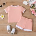 2pcs Baby Boy/Girl 95% Cotton Short-sleeve Cloud Design Tee & Shorts Set Pink image 2