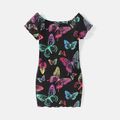 Kid Girl Naia Butterfly Print Lettuce Trim Short-sleeve Dress Colorful image 2