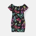 Kid Girl Naia Butterfly Print Lettuce Trim Short-sleeve Dress Colorful image 3