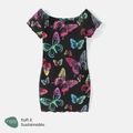Kid Girl Naia Butterfly Print Lettuce Trim Short-sleeve Dress Colorful image 1