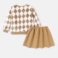 L.O.L. SURPRISE! 2pcs Kid Girl Plaid Fleece Sweatshirt and Elasticized Skirt Set Brown image 5