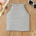 Toddler Girl Stripe Ribbed Sleeveless Tee BlackandWhite image 2