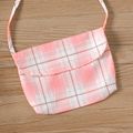 3pcs Kid Girl Heart Print Short-sleeve Tee & Plaid Skirt and Bag Set Pink image 3
