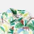 2pcs Toddler Boy Floral Print Lapel Collar Shirt and Elasticized Shorts Set Green image 3