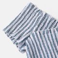 Family Matching Blue Striped Off Shoulder Short-sleeve Shirred Dresses and Spliced Tee Set BLUE WHITE image 4