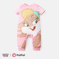 Looney Tunes Baby Boy/Girl Cartoon Animal Print Striped Short-sleeve Naia Jumpsuit Pink image 1