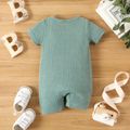 Baby Boy/Girl Solid Ribbed Short-sleeve Romper Green image 3