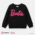 Toddler/Kid Girl Letter Embroidered Long-sleeve Cotton Tee Black image 1