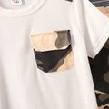 2pcs Kid Boy Pocket Design Short-sleeve Tee and Camouflage Print Shorts Set Army green image 2