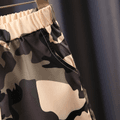 2pcs Kid Boy Pocket Design Short-sleeve Tee and Camouflage Print Shorts Set Army green image 5