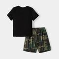 Naia 2pcs Toddler/Kid Boy Pocket Design Short-sleeve Tee and Camouflage Print Shorts Set Black image 3