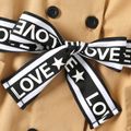 2pcs Toddler Girl 100% Cotton Double Breasted Letter Print Strap Dress and Belt Coffee image 5