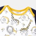 2pcs Baby Girl 95% Cotton Striped Shorts and Allover  Animal Print Short-sleeve Naia™ Romper Set Dark Blue/white image 3