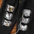 2pcs Baby Boy 95% Cotton Ripped Jeans and Allover Cartoon Print Long-sleeve Sweatshirt Set White image 5