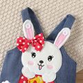 2pcs Baby Girl 100% Cotton Rabbit Graphic Denim Overalls Shorts and Solid Short-sleeve Tee Set Blue image 5