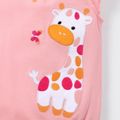 Baby Girl Cotton Giraffe Embroidered Flutter-sleeve Rompers Pink image 4