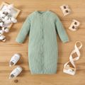 Baby Boy/Girl 95% Cotton Solid Ribbed Long-sleeve 2-in-1 Jumpsuit/Dress Green image 2